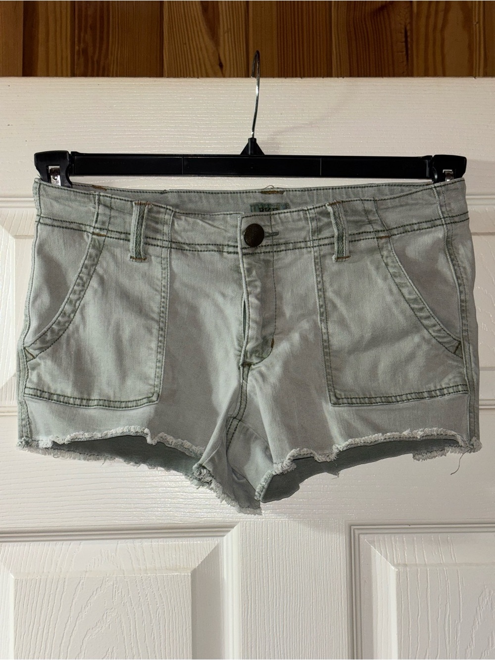 BKE Light Mint Denim Cutoff Shorts